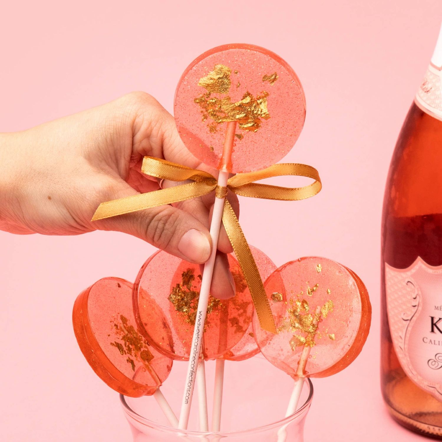 Rosé Wine Sparkle Lollipops -- Rosé Wine