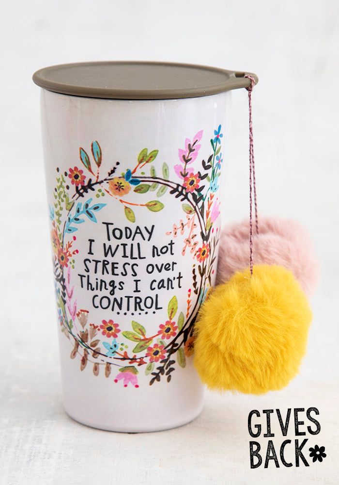 SALE-Today I Will Not Stress Pom Pom Tumbler