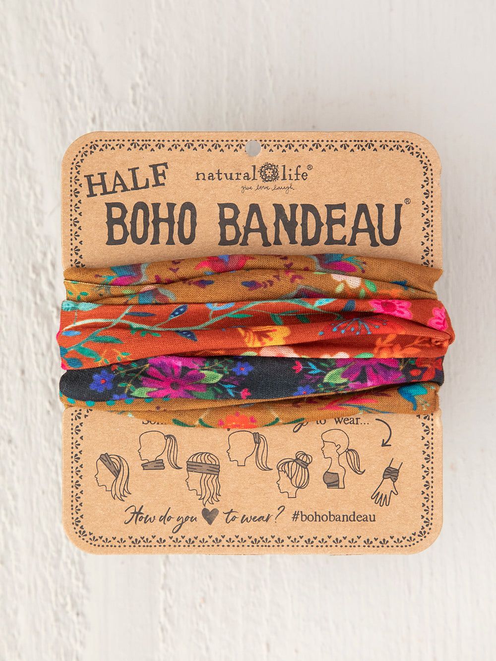 Rust Tan Borders Half Boho Bandeau