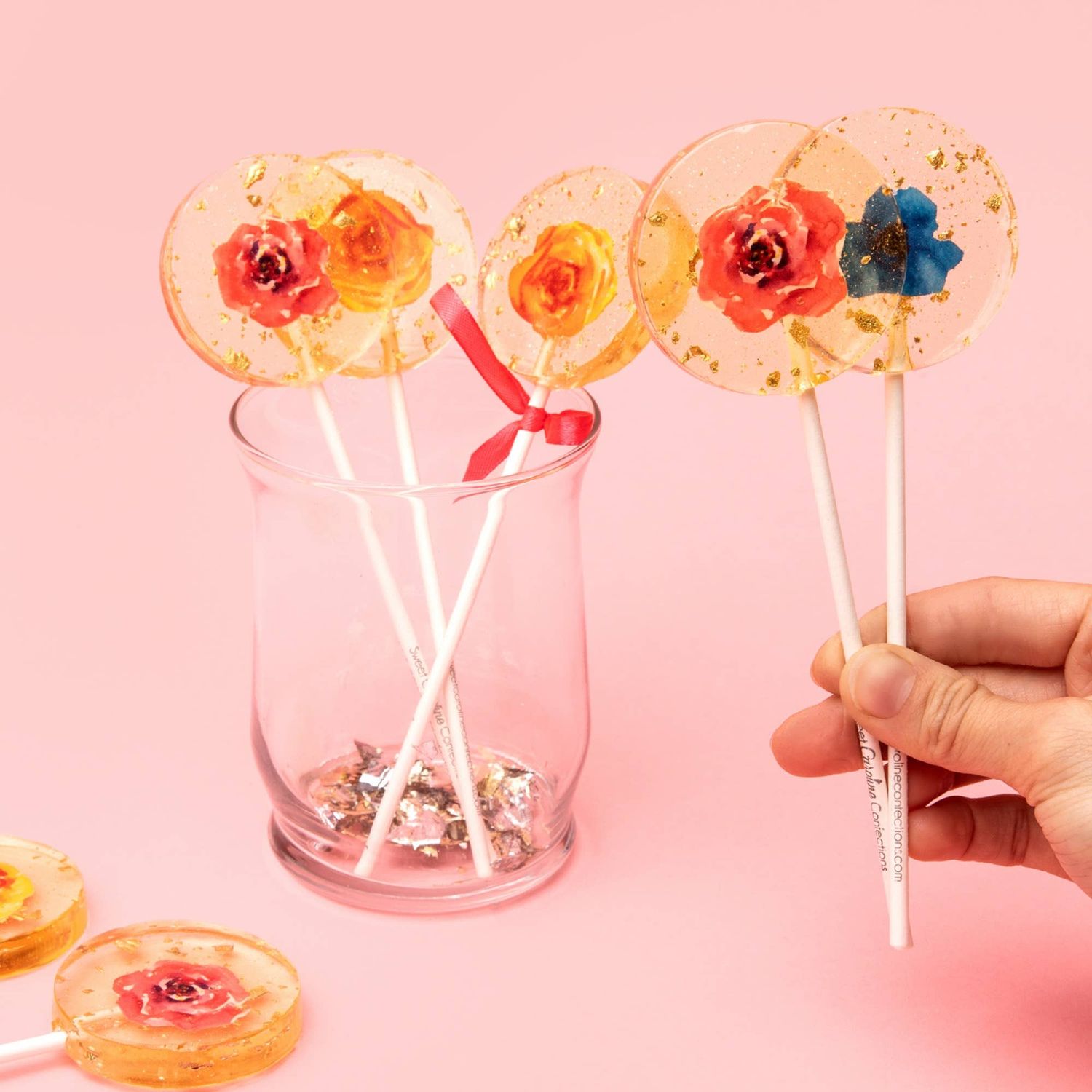 SALE-Mexican Flower Lollipops -- Melon