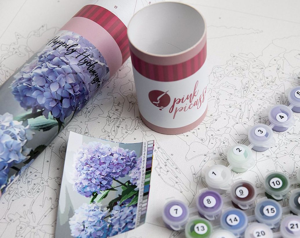 SALE-Happily Hydrangea- Paint by Number Kit