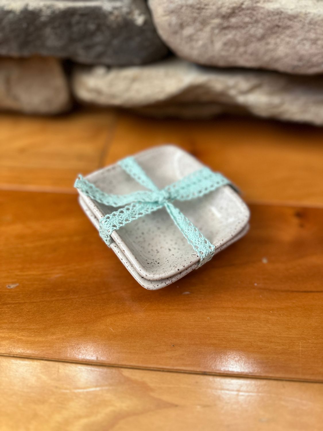 Set of 2 Square Trinket Dishes 3"