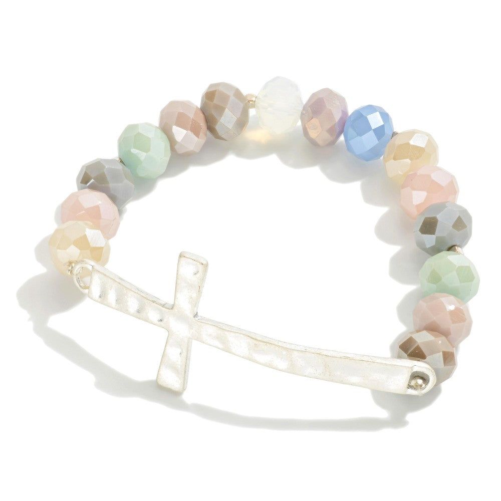 Silver Cross Stretch Bracelet