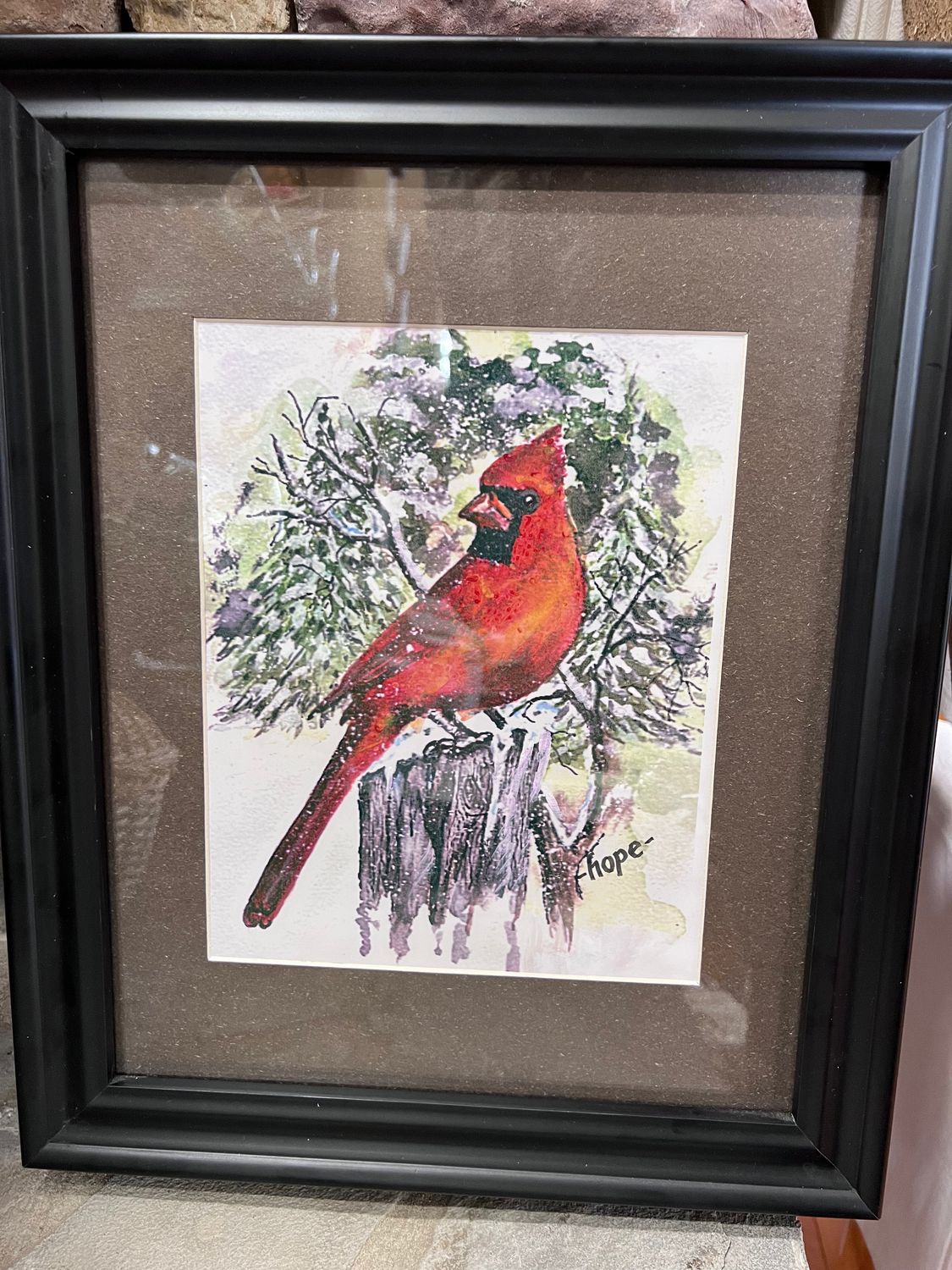 Snowy Cardinal "11x14" Framed Print