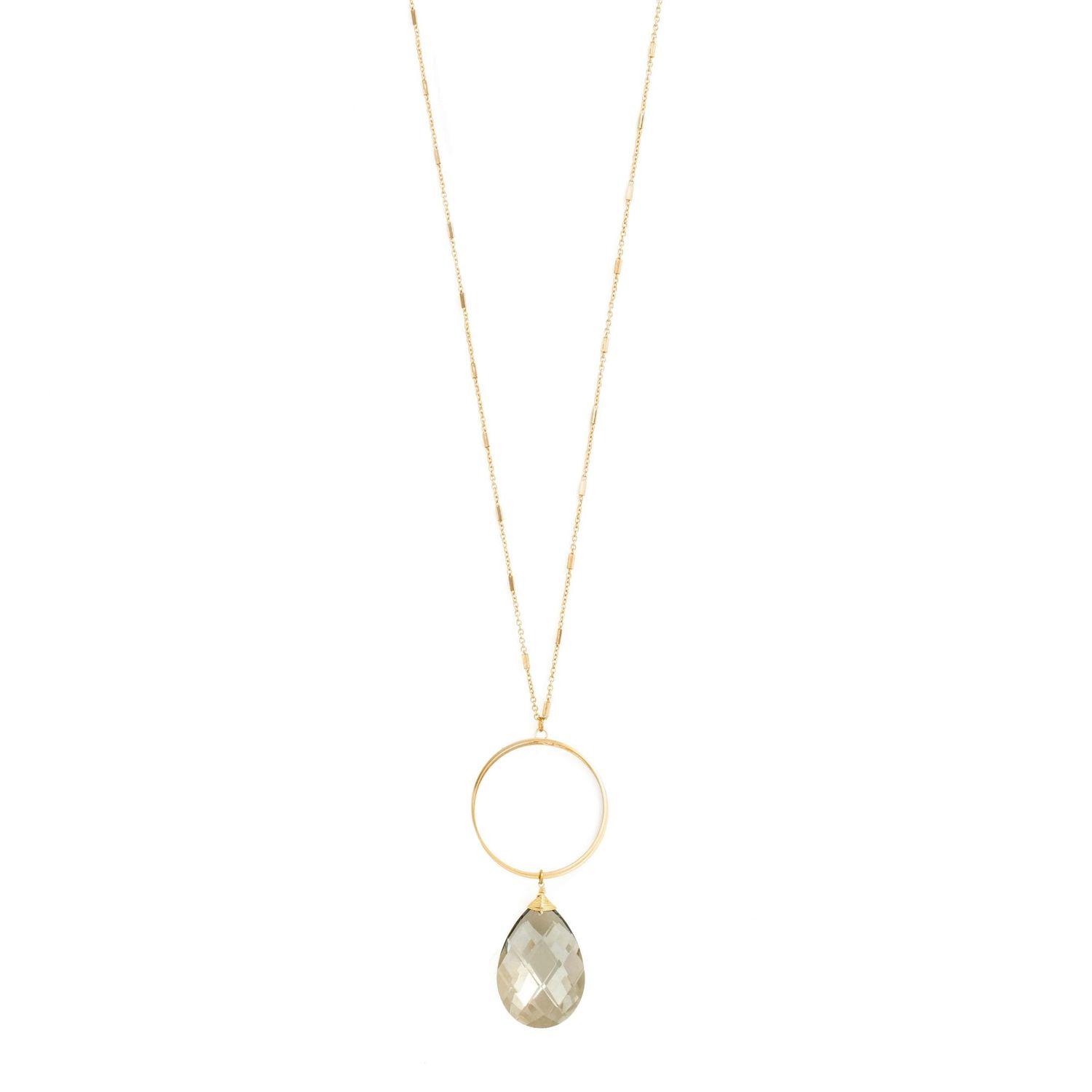 Smoke Teardrop Ring Necklace - Gold