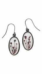 Smoke Tree White Oval Earrings