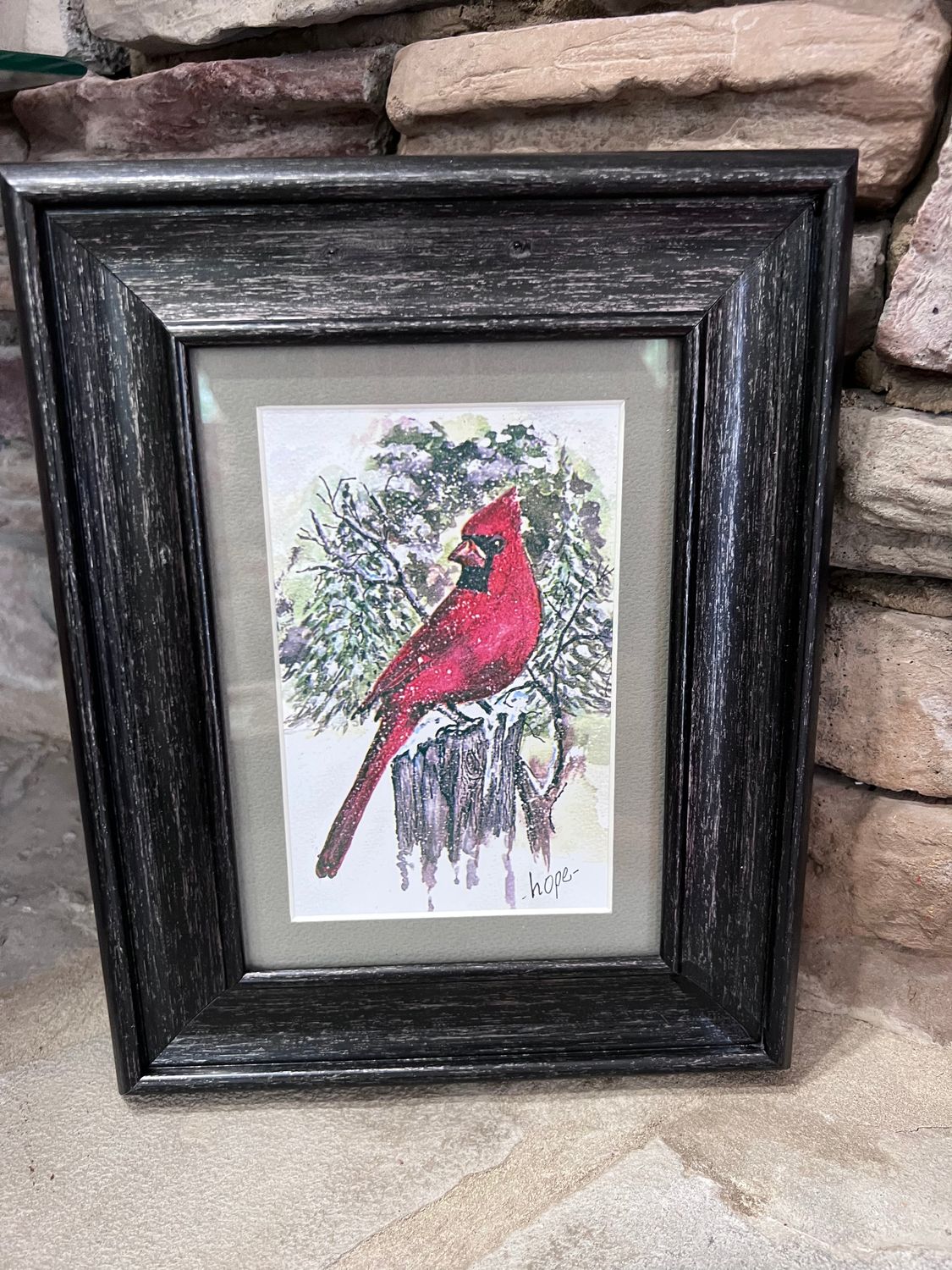 Snowy Cardinal "5x7" Framed Print