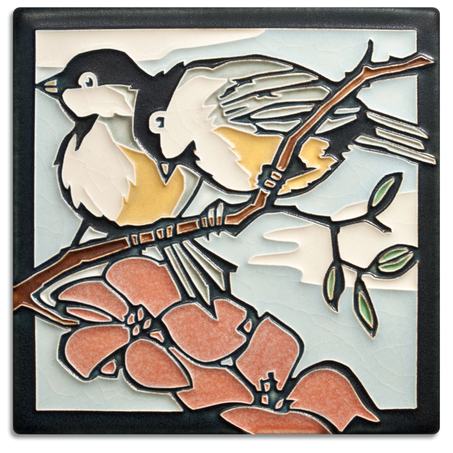 Spring Chickadees Art Tile- 6x6