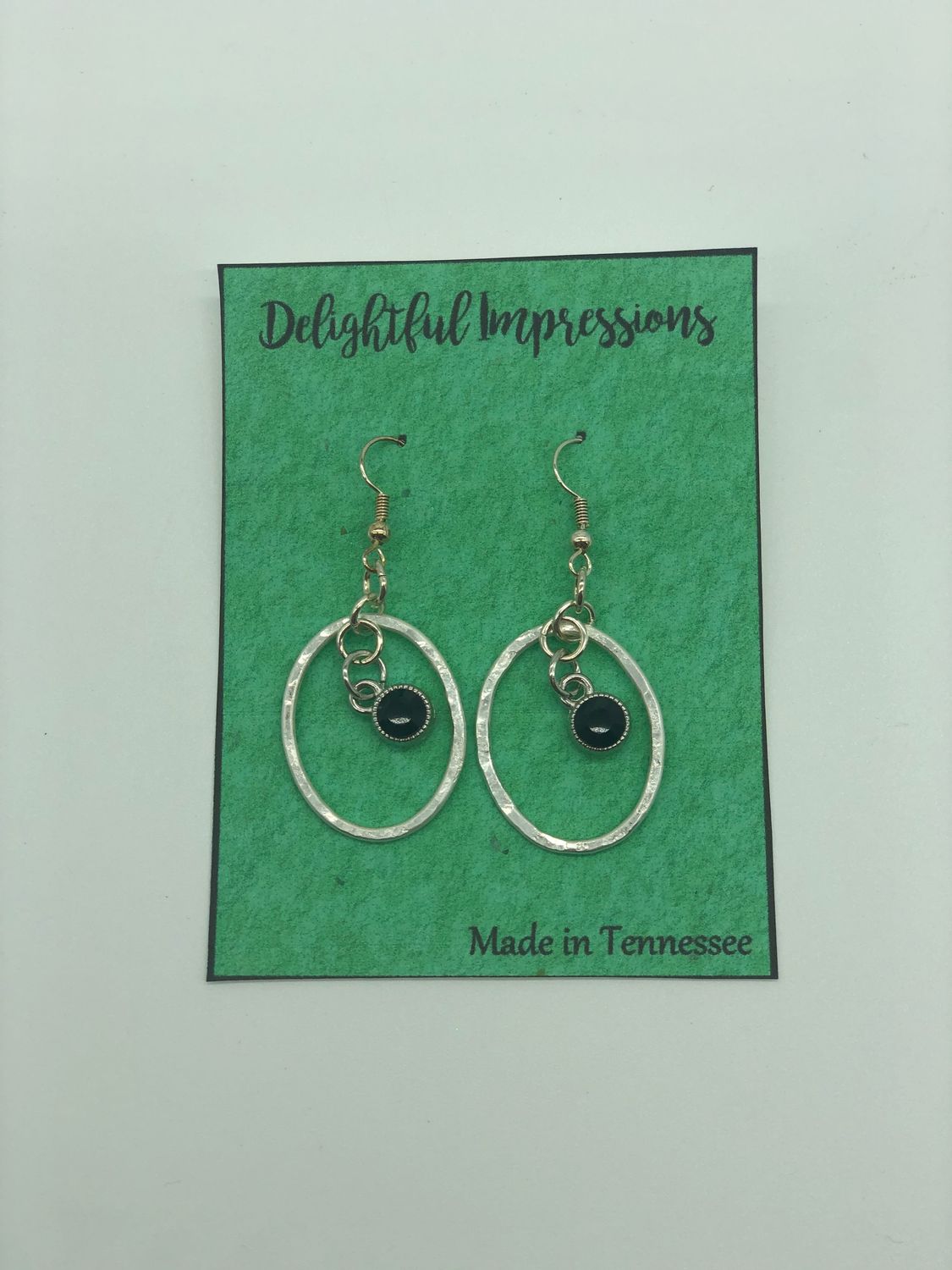 Sterling Silver Small Oval Earrings With Black Stone