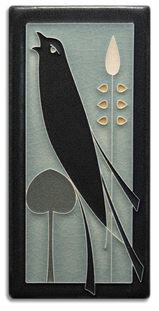 Songbird Art Tile- 4x8 Facing Left Grey Blue