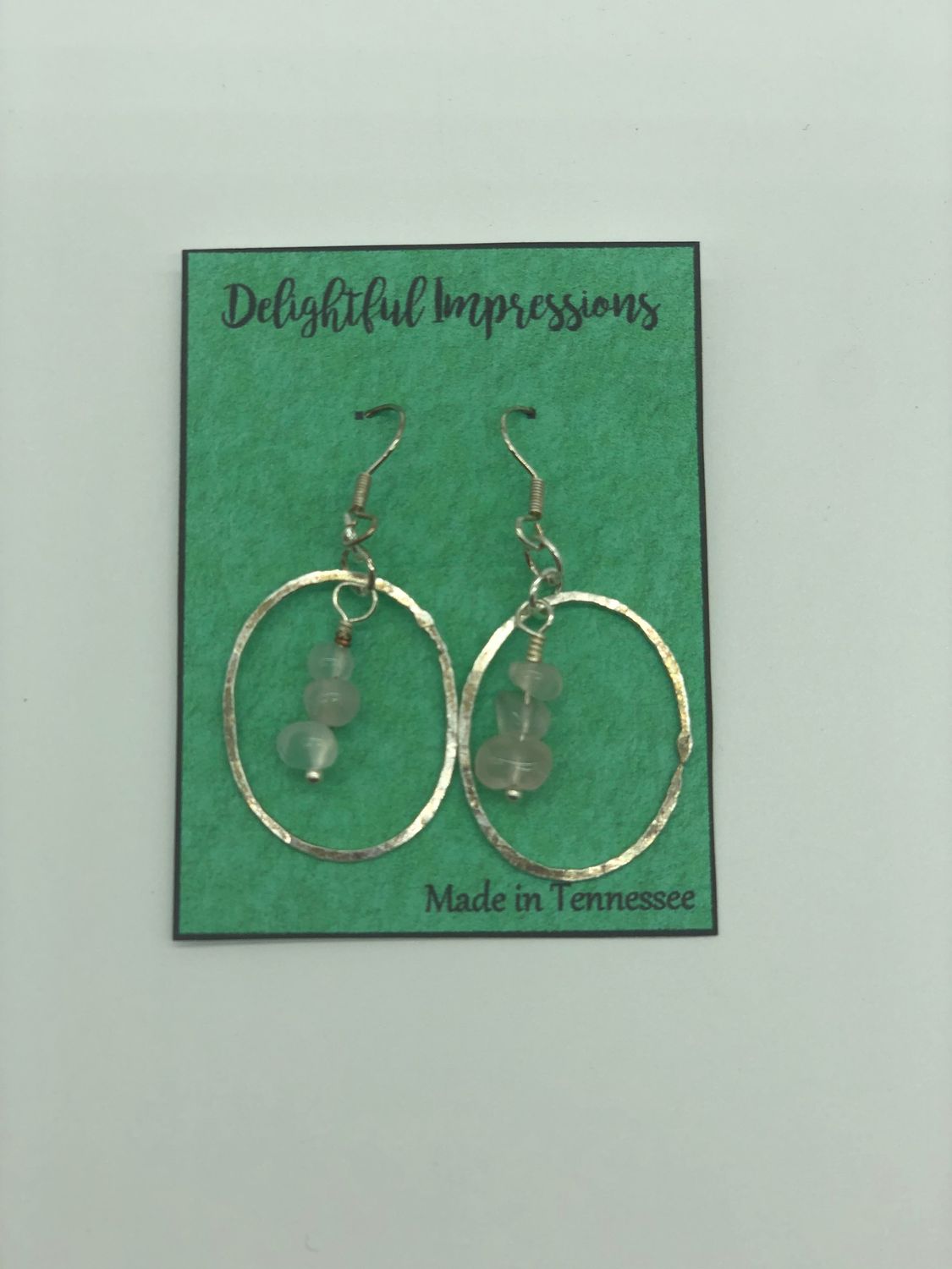 Sterling Silver Large Oval Earrings With White Stone