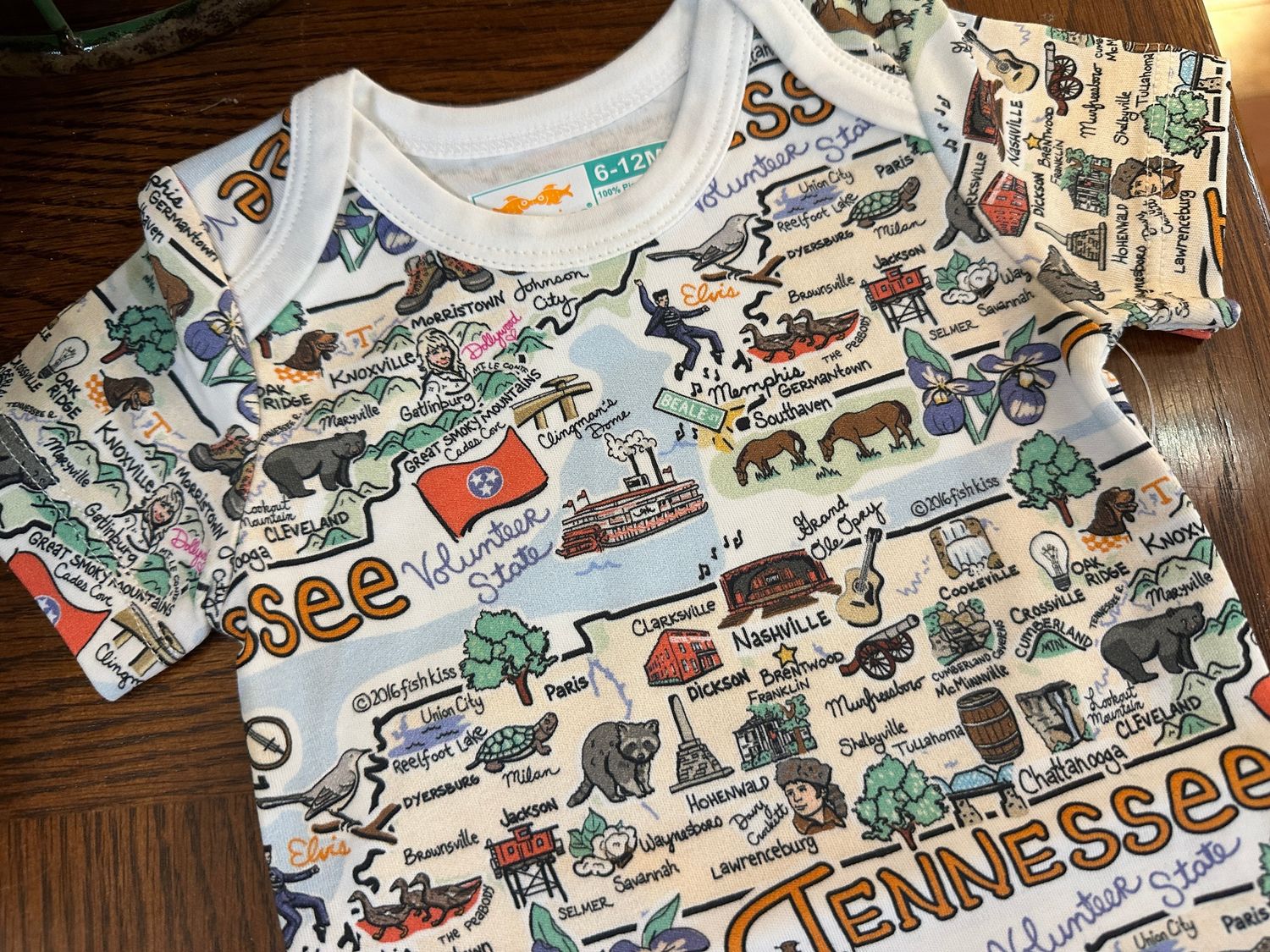 Tennessee Map Baby Onesie(6-12Mo)