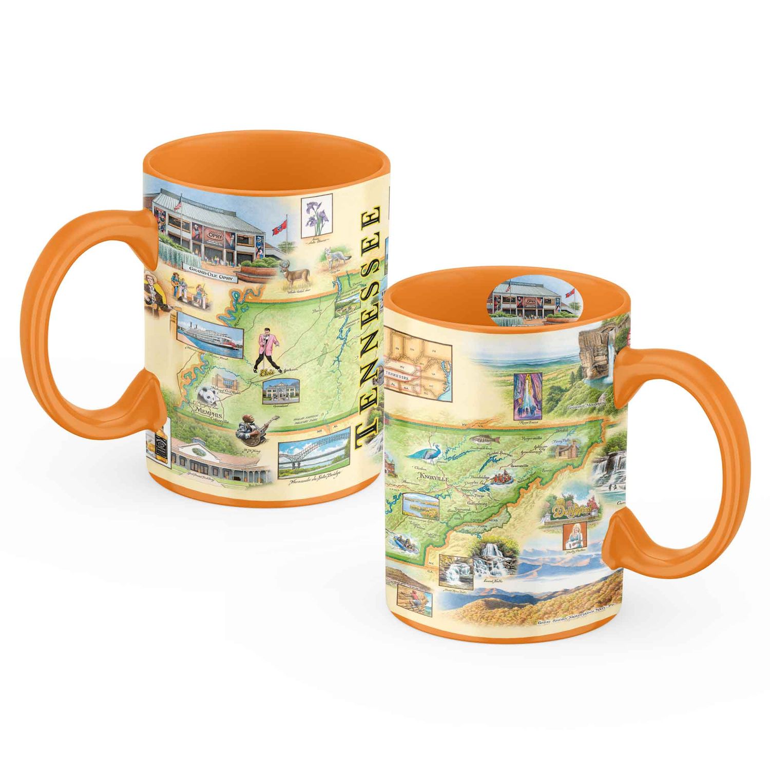 Tennessee Map Mug – 16 oz Ceramic, Orange