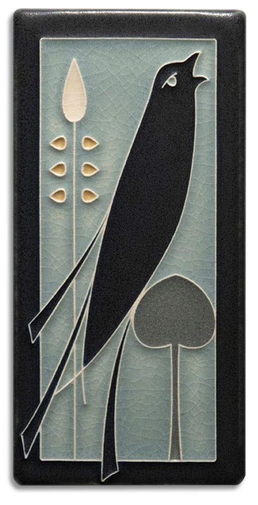 Songbird Art Tile 4X8 Facing Right Grey Blue