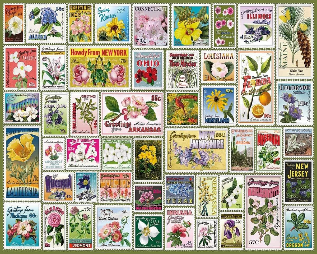State Flower Stamps Puzzle