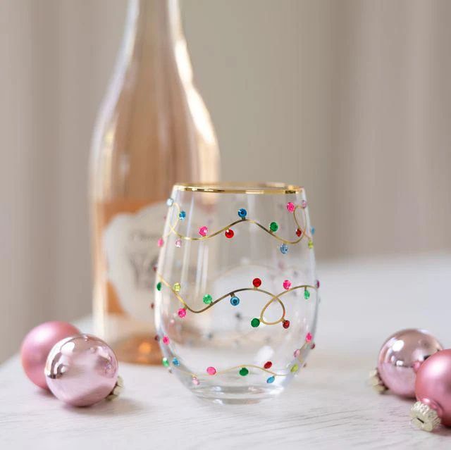 Stemless Wine Glass with Rhinestone Lights