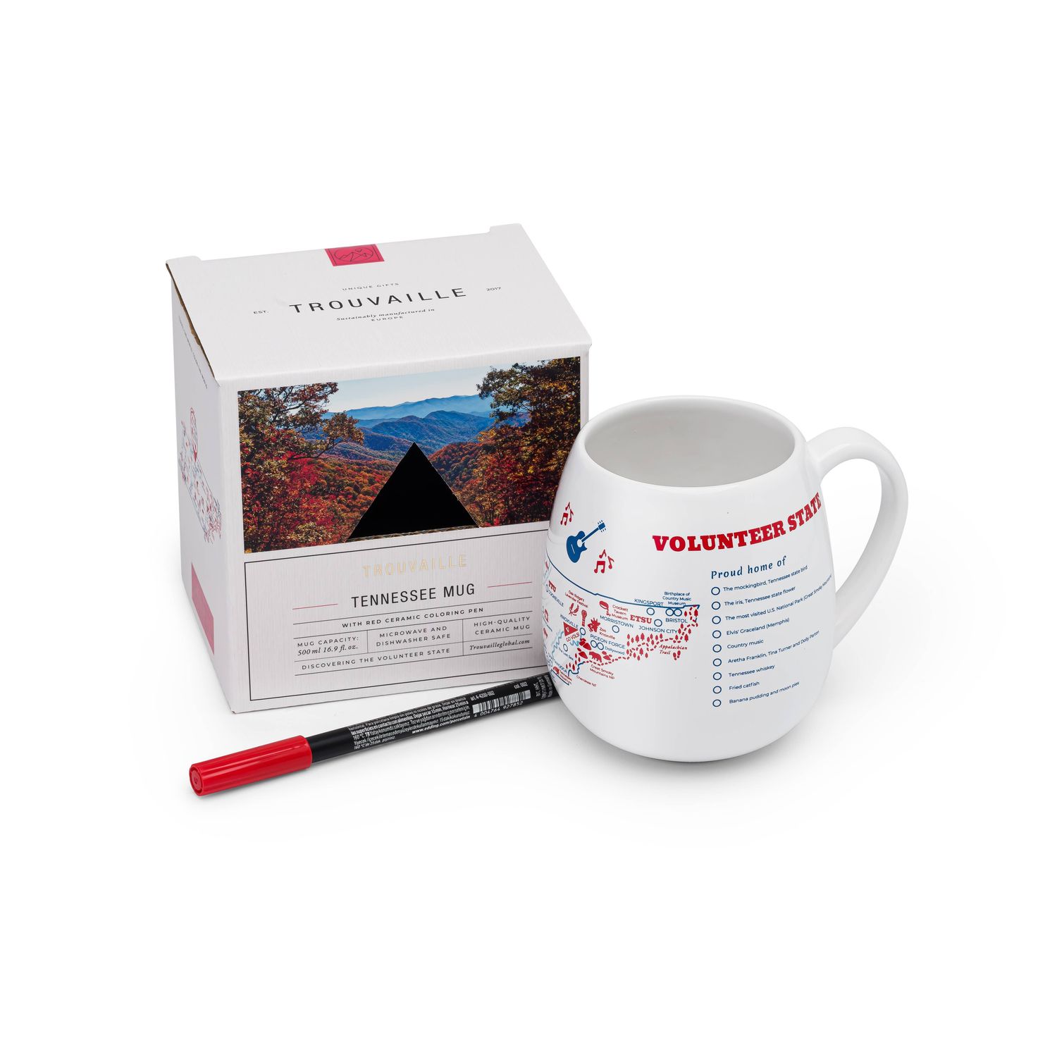 Tennessee Map Color In Ceramic Mug