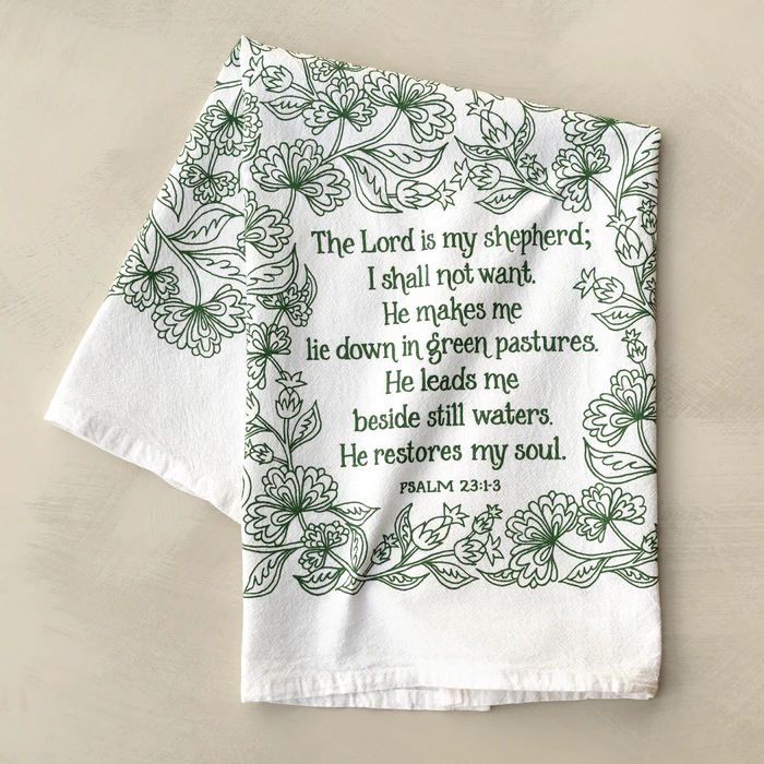 The Lord is My Shepherd Scripture tea towel