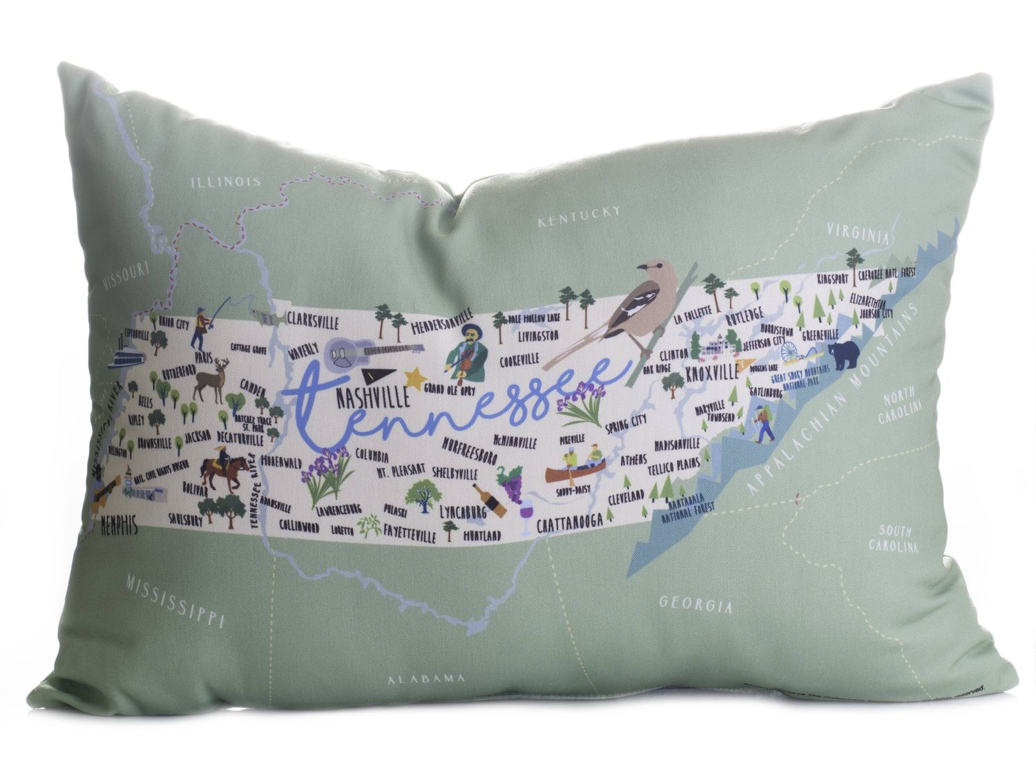Tennessee Map Pillow