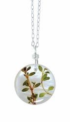 Thyme Herb Round Shell Necklace