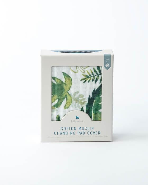 Tropical Leaf Cotton Muslin Changing Pad Cover