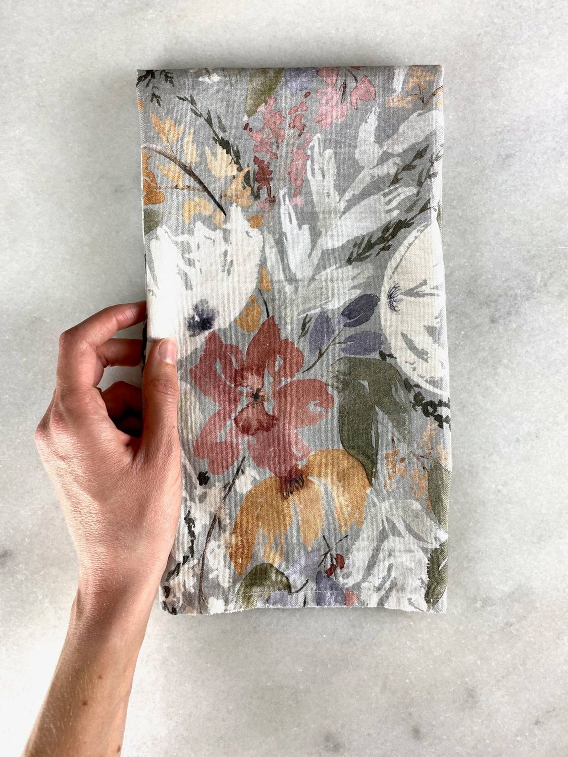 Watercolor Wildflowers Tea Towel