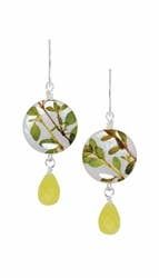 Thyme Herb Petite Shell Earrings with Crystal Drop
