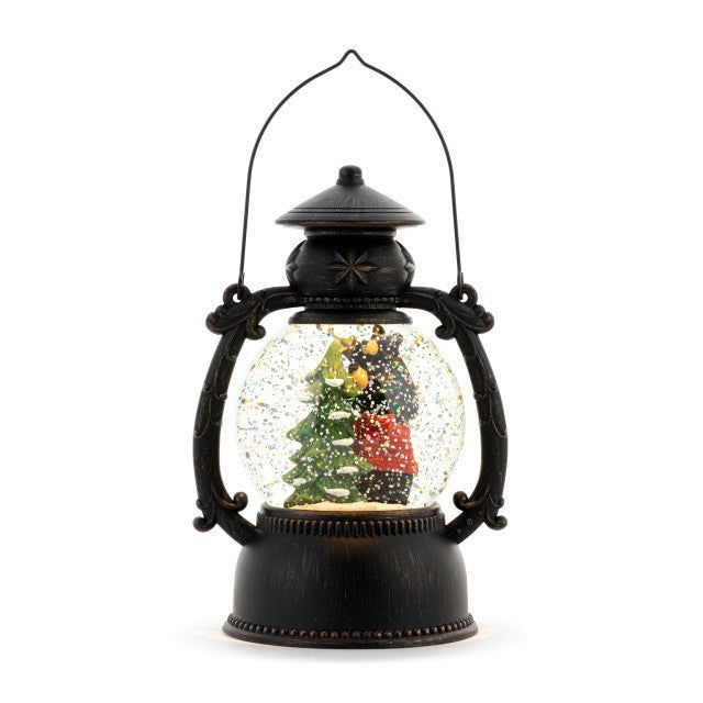 Tree Trimmer Bears Musical Snow Globe Lantern