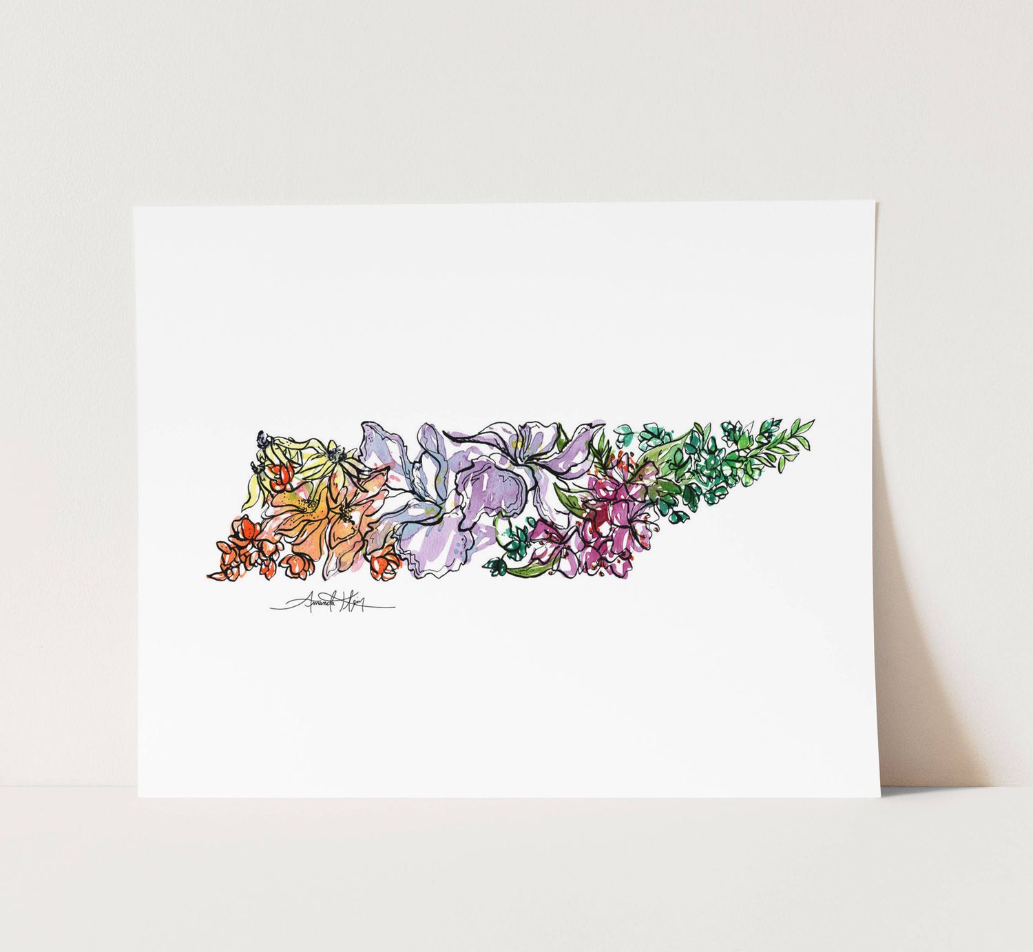 Watercolor Wildflower Tennessee Fine Art Print: 5” x 7”