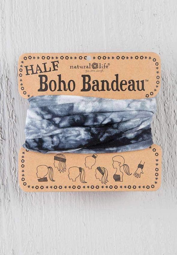 White &amp; Black Tie-Dye Half Boho Bandeau®