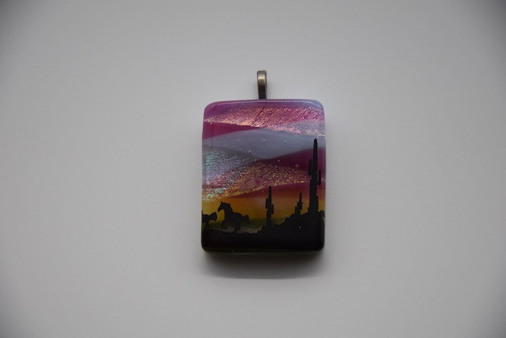Western Scene Dichoroic Glass Pendant