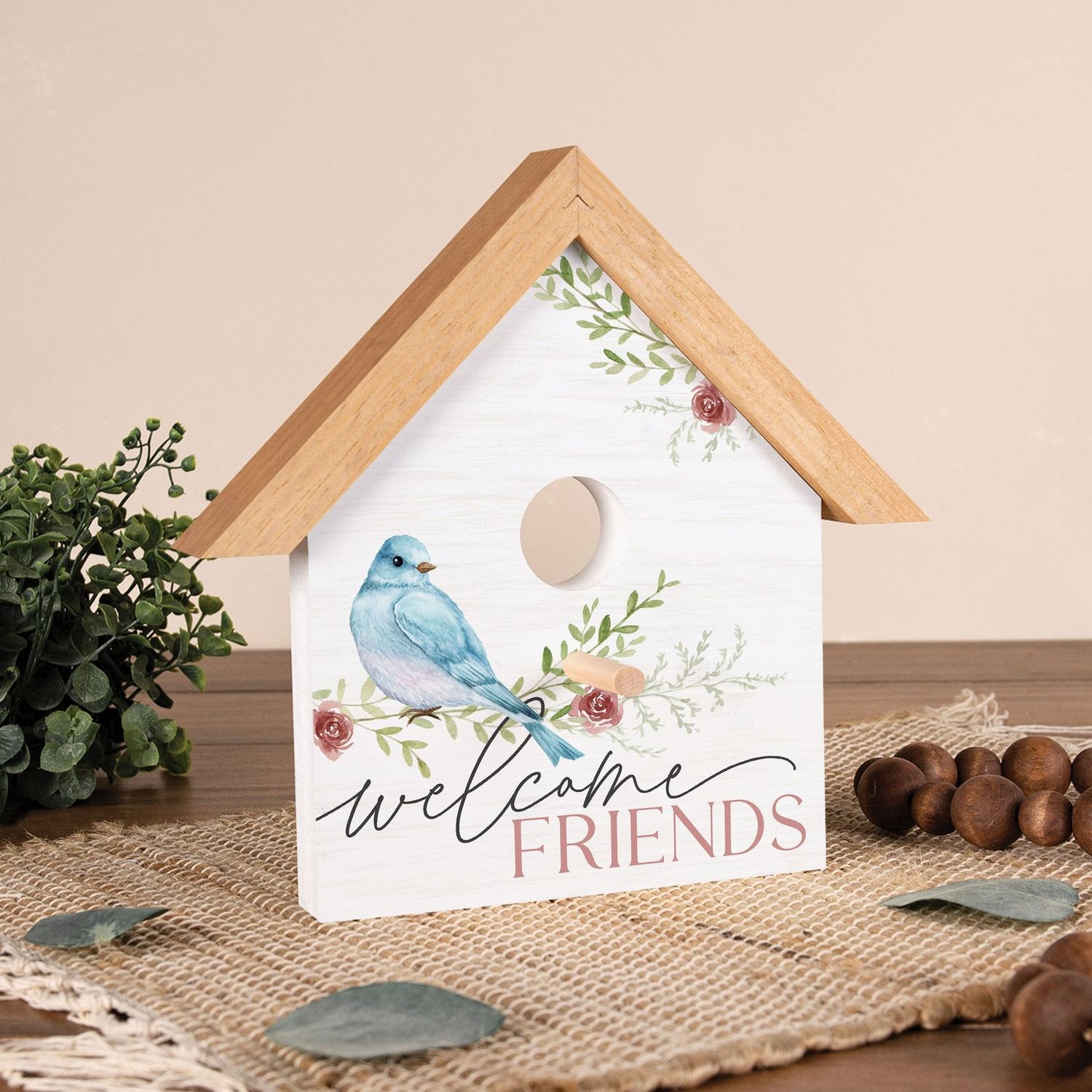 Welcome Friends Bird House Sign