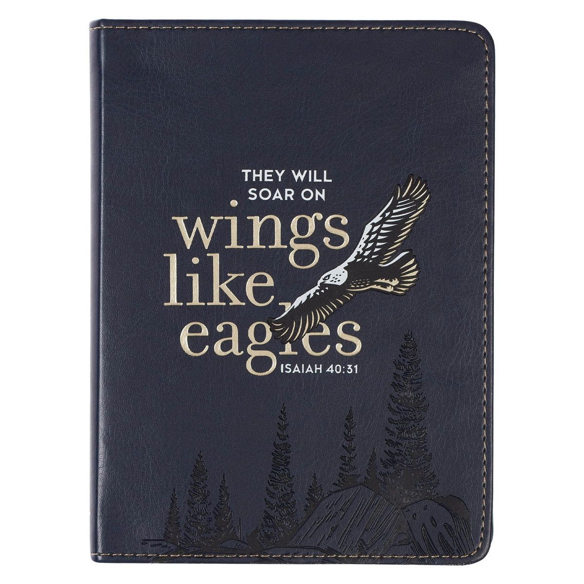 Wings like eagles Navy Blue Handy-Sized Faux Leather Journal- Isaiah 40:31