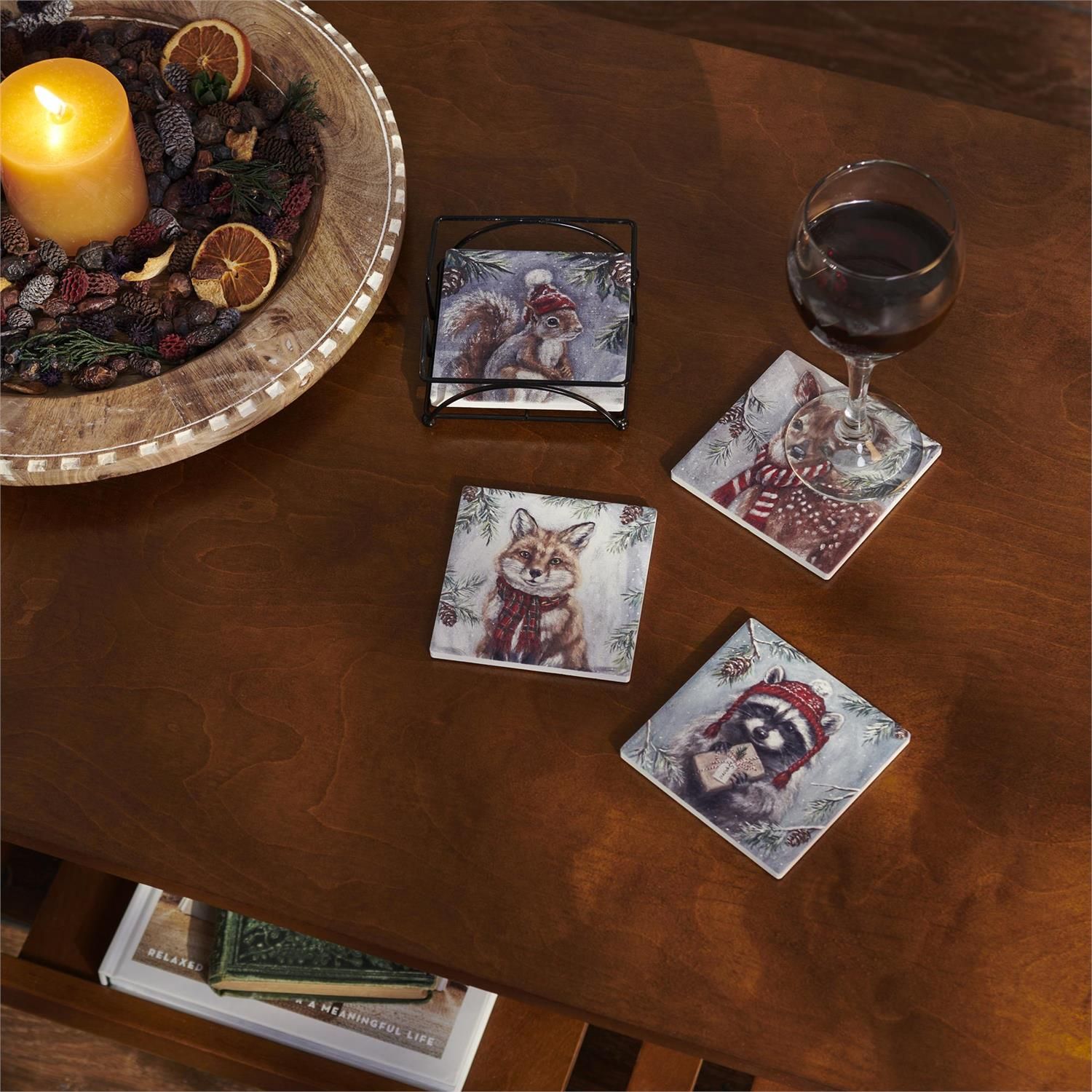 Winter Animal Coaster Set