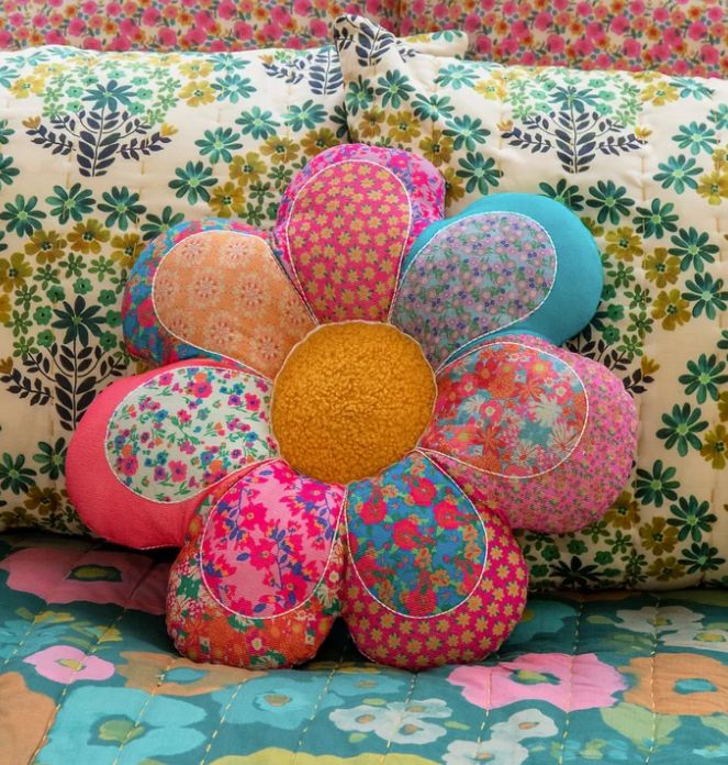 Whimsy Patchwork Pillow - Flower