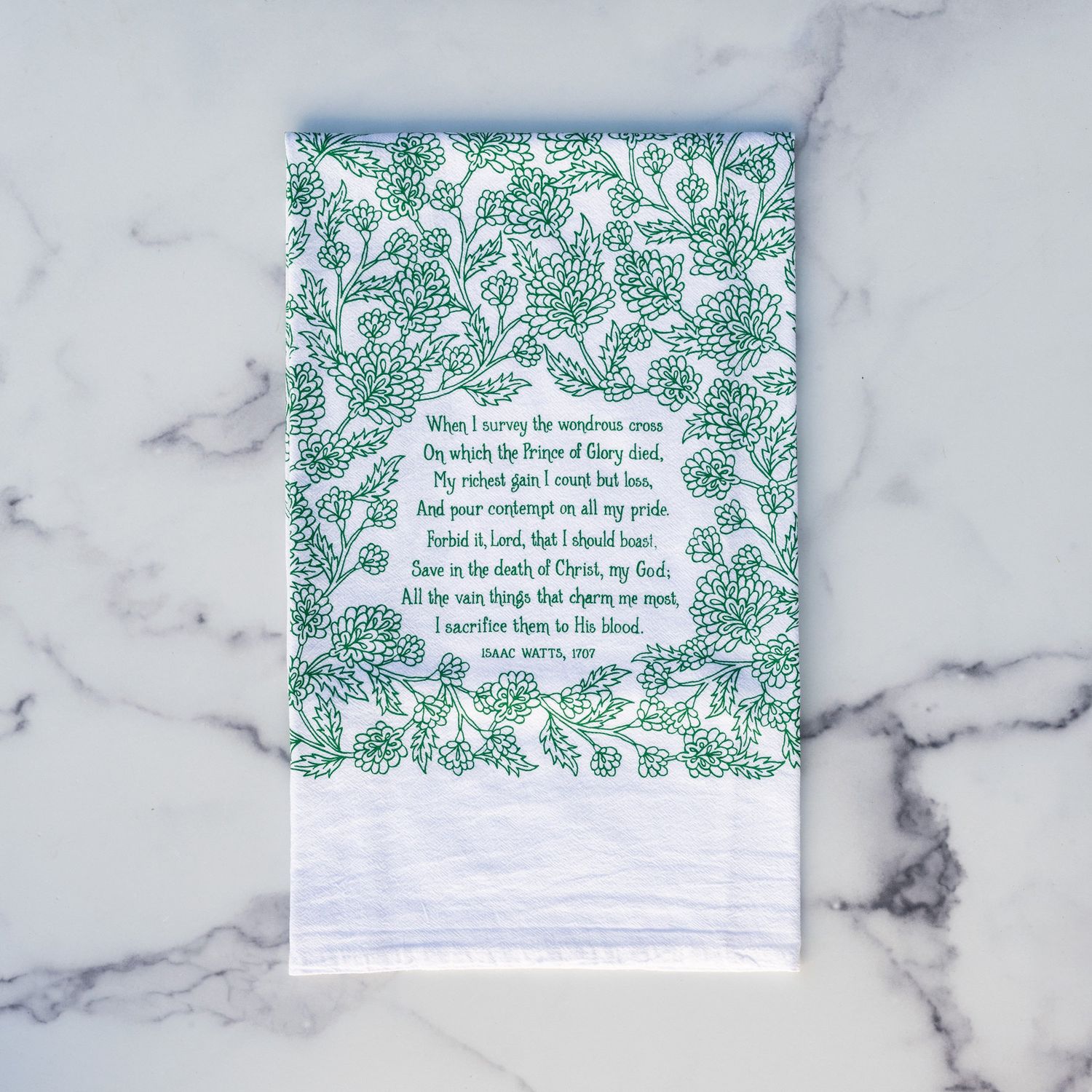 When I Survey the Wondrous Cross- hymn tea towel