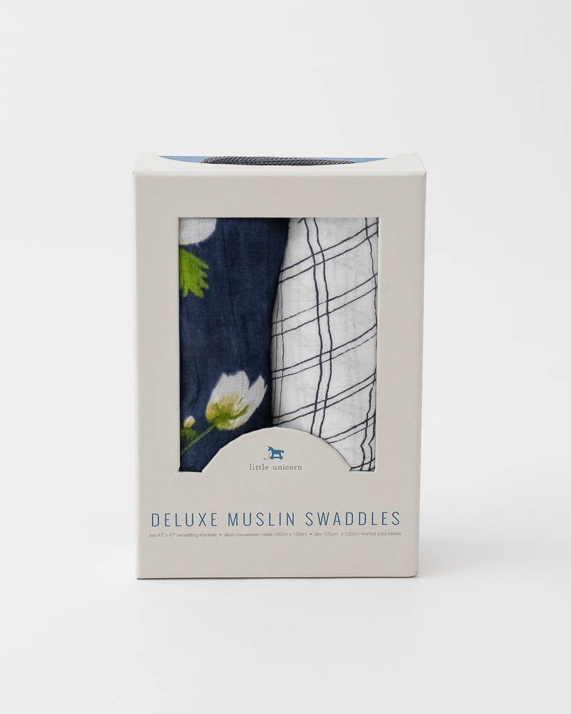 White Anemone Deluxe Muslin Swaddles 2-pack