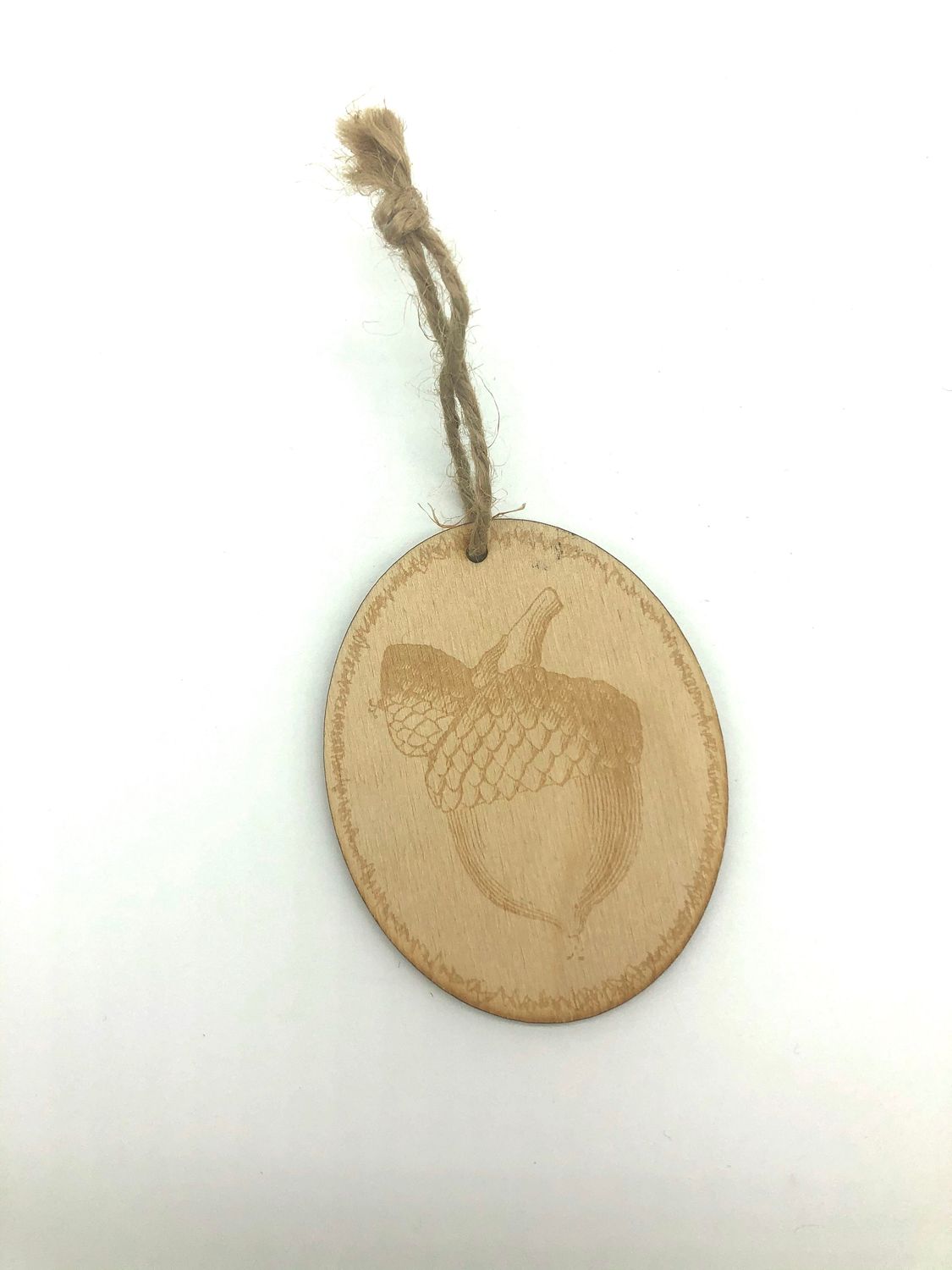 Wooden Christmas Ornament with Acorn Embellishment