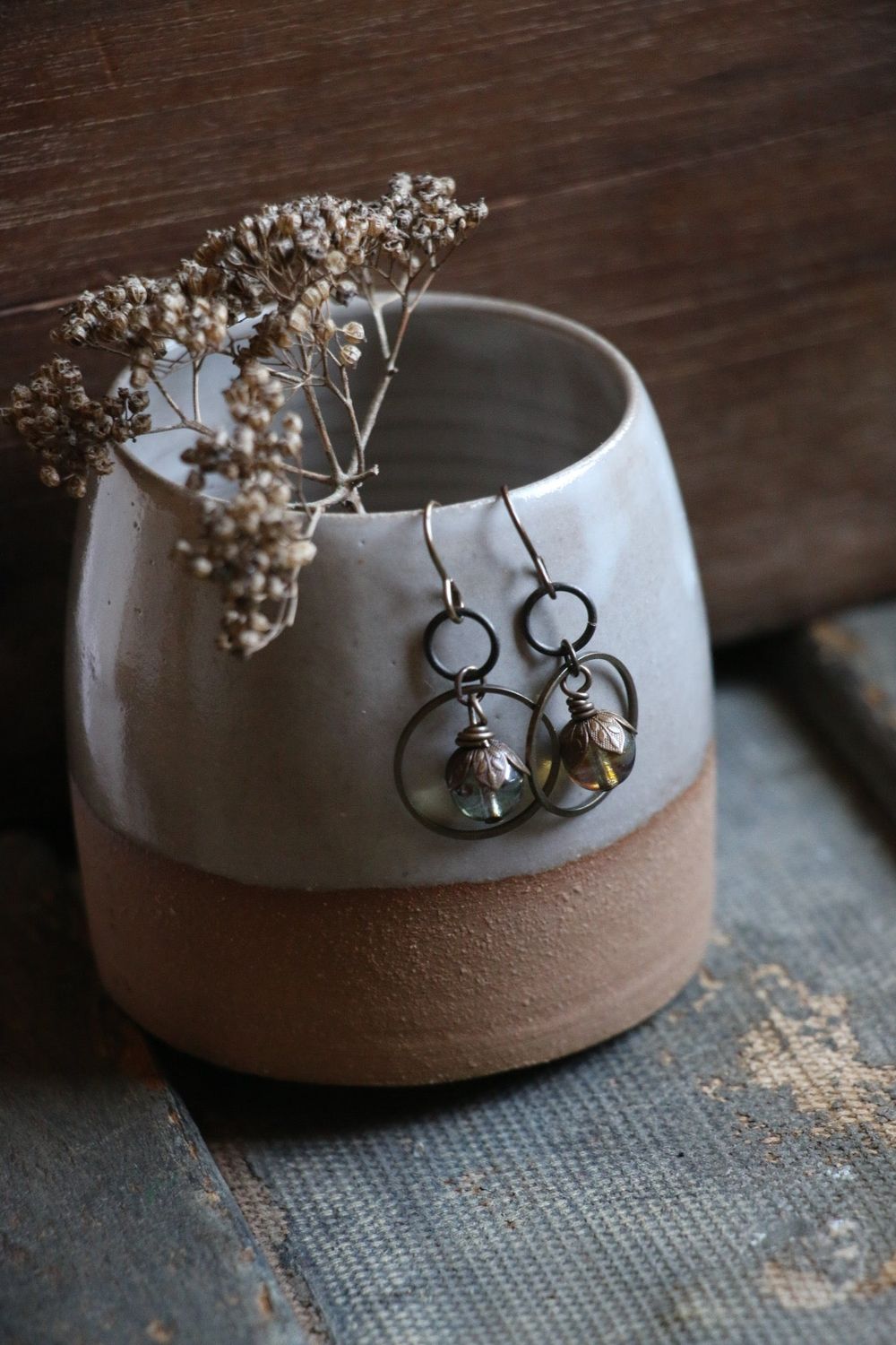 Wren Earrings in Natural Brass