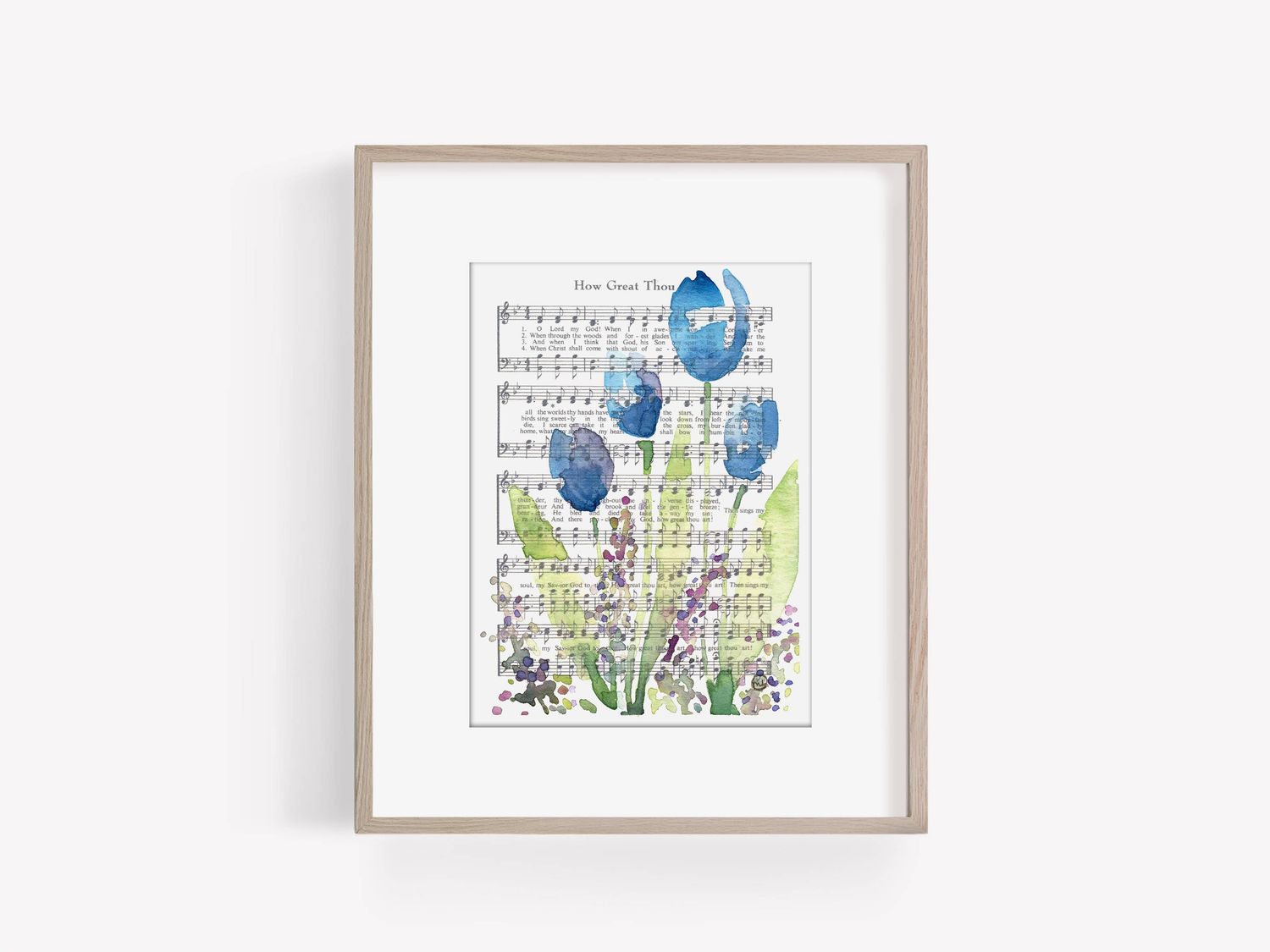 “How Great Thou Art” Floral Tulip Hymn Print, 5×7″