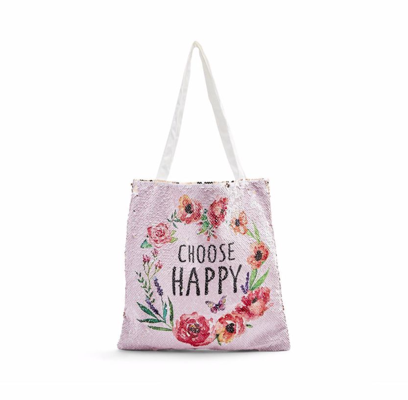 Sequin Tote Bag- Assorted, Style: Choose Happy