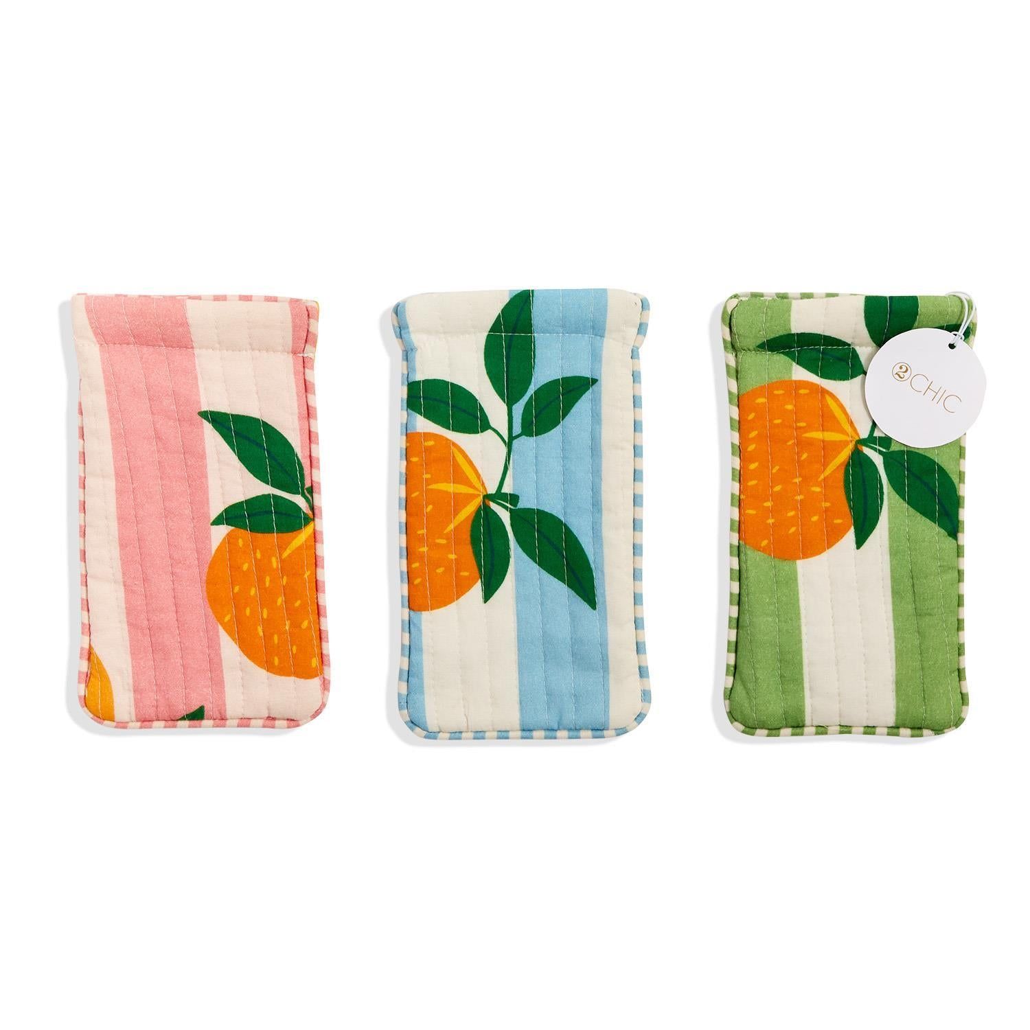 Orange Grove Cotton Block Printed Sunglass Pouch