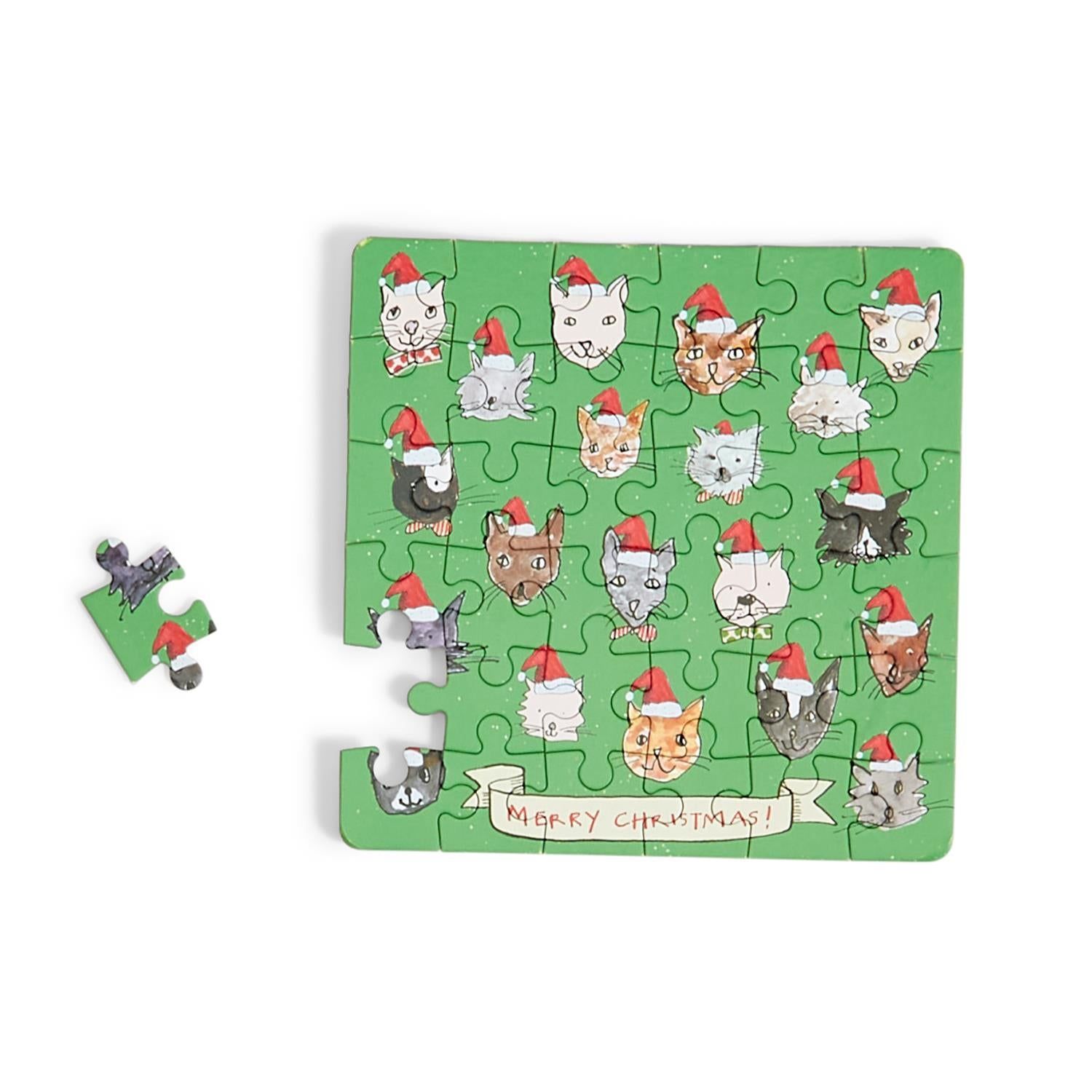 Christmas Greetings Puzzle in Can in Assorted Designs, Style: Cats- Wishing you a very Merry Christmas!