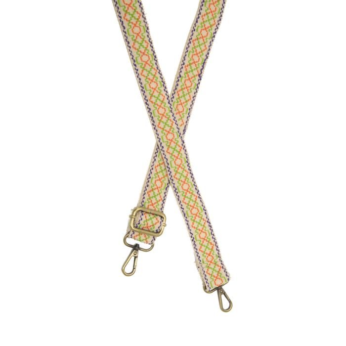 1.25" Wide Guitar Straps, Style: Cream/Soft Neons Entwined Geo Embroidered