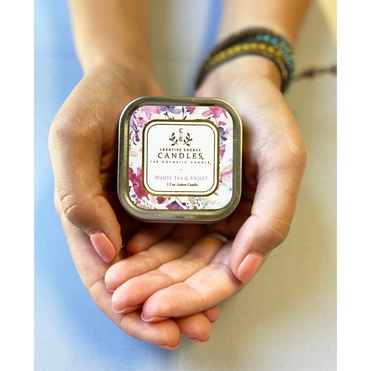 White Tea &amp; Violet: 2-in-1 Soy Lotion Candle, Size: 3.5 oz