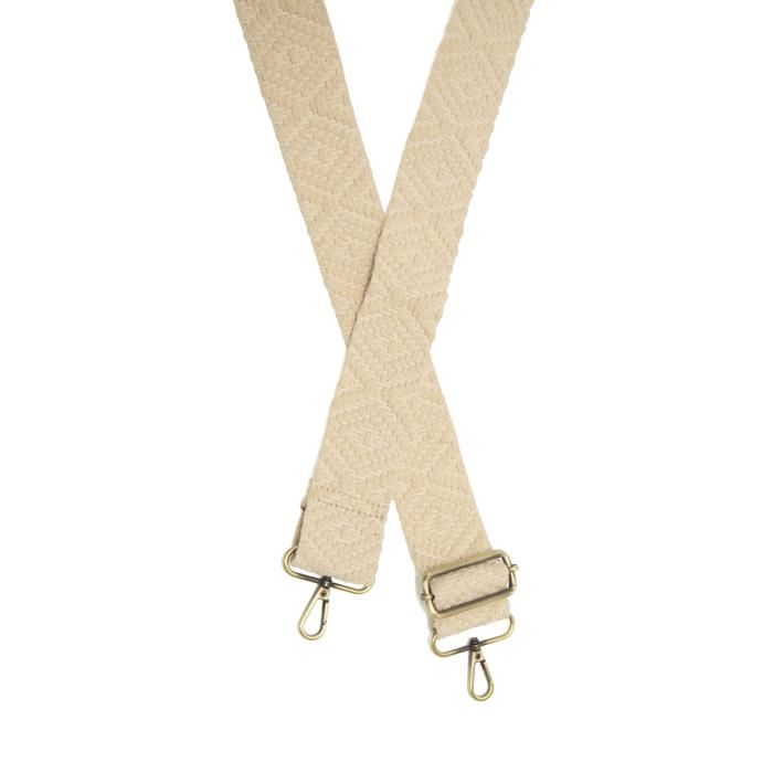 2" Wide Guitar Straps, Color: Off-White Simple Geo Woven