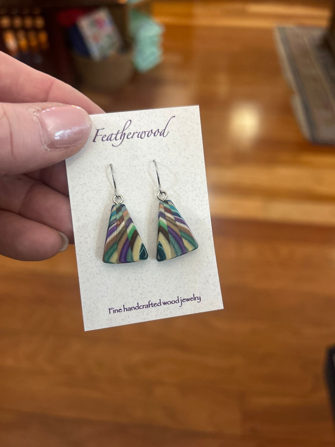 Fan-Shaped Featherwood Earrings, Style: style #1