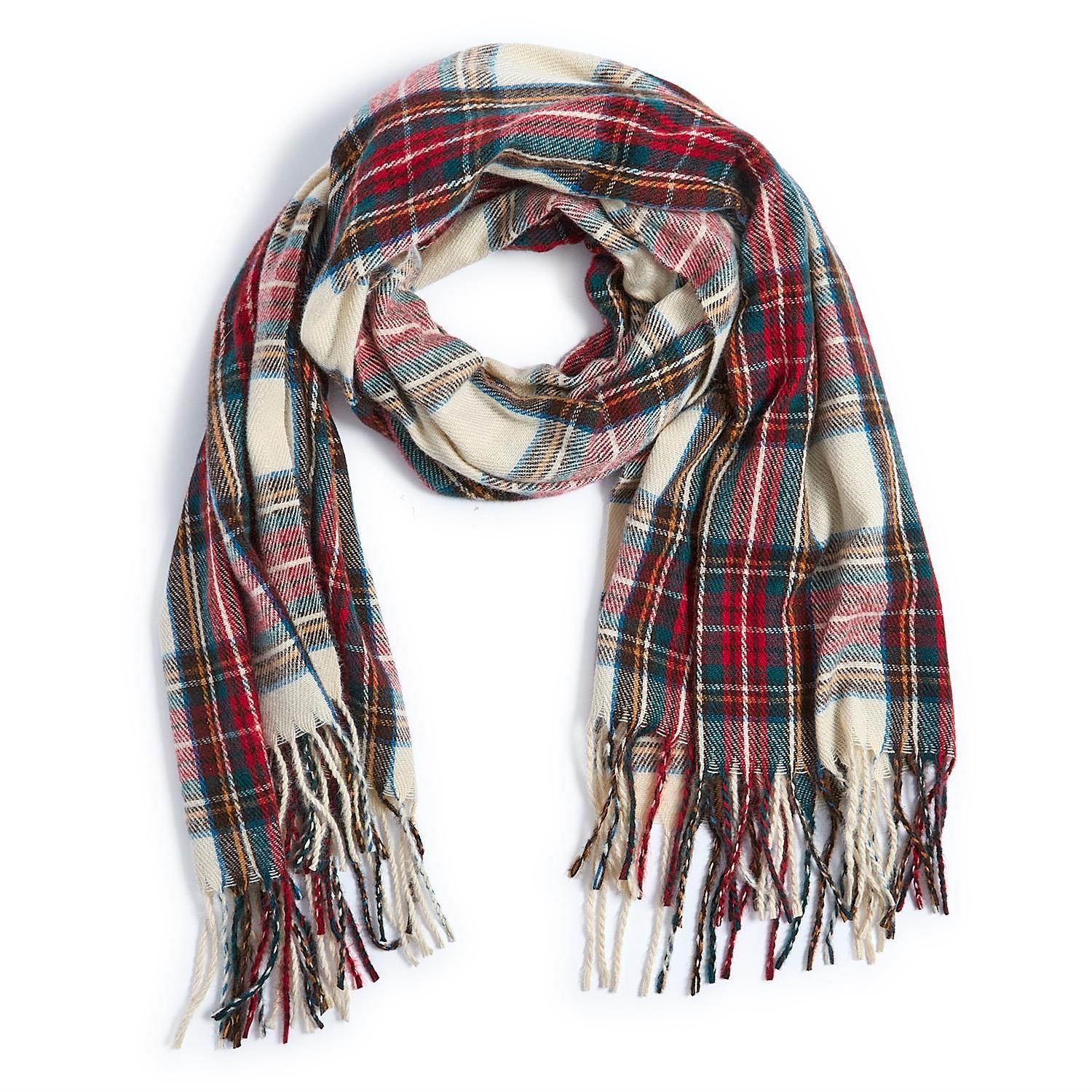 Winter White Tartan Scarf