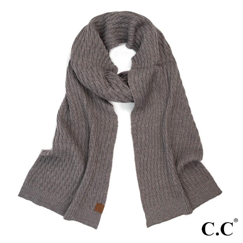 C.C. Brand Honey Comb Knit Scarf, Color: Dark Grey