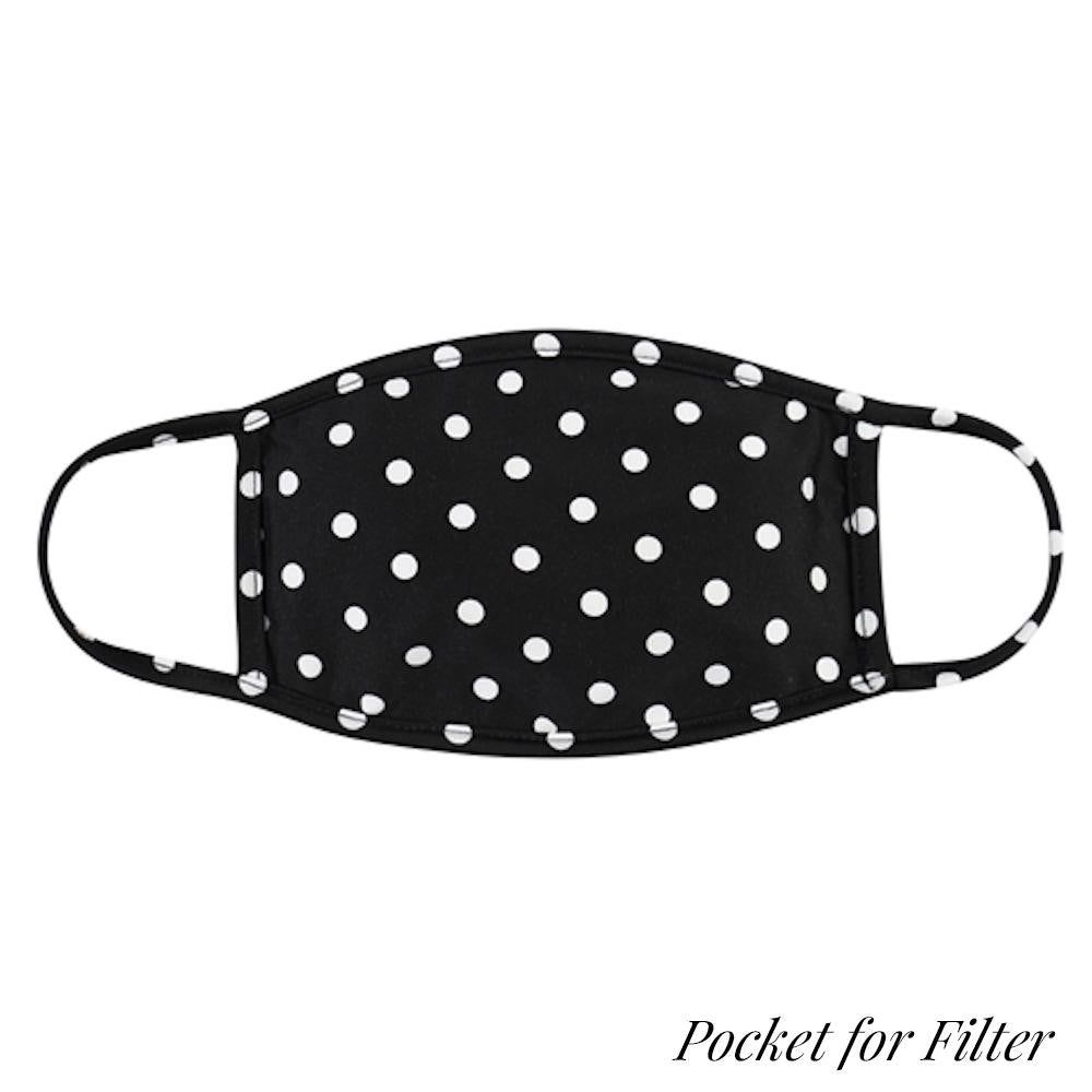 Adult Reusable Cloth Face Mask, Size: Black and White Dot